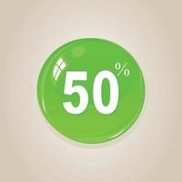 The green button at a discount. A vector illustration