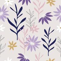 Seamless hand drawn pastel floral pattern background vector