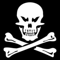 Skull and sabres on a black background. A vector illustration