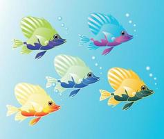 Blue sea background with fishes. A vector illustration