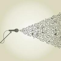 Microphone made of notes. A vector illustration