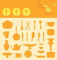 Set of icons of food. A vector illustration