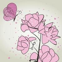 Background from plants and a flower. A vector illustration