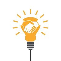 Handshake in light bulbs. Vector illustration