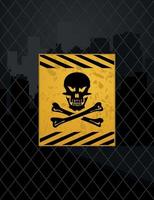 Prohibited zone behind a fence. A vector illustration