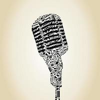 Microphone made of notes. A vector illustration