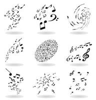 Set of icons of musical notes for design vector