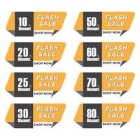 Flash Sale discount tage and badge free vecgtor.10,20,25,30,50,60,70,80 discount badge vector