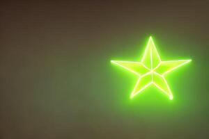 green star shape neon line dark background with some empty space. photo