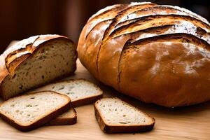 Sliced Sourdough bread at the table. photo