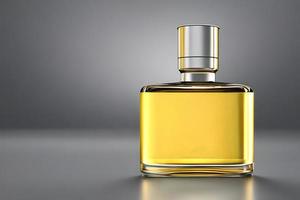 Gold bottle perfume mockup product studio shot isolated. photo