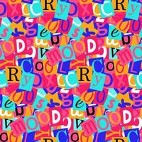 Seamless pattern with letters cutting from magazines in y2k style, 90s style. vector