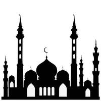 Mosque silhouette on white background. Religious design element. Vector illustration. eps 10. Suitable for religious designs, places of worship, religious architecture etc