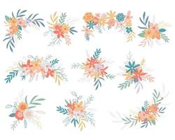 Flower bouquets set. Spring and summer compositions vector