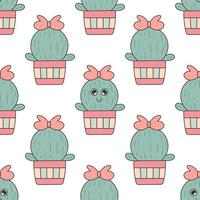 Cactus character seamless pattern vector