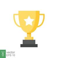 Trophy cup star icon. Simple flat style for app and web design element. Winner, award, champ, contest, prize, won concept. Vector illustration isolated on white background. EPS 10.