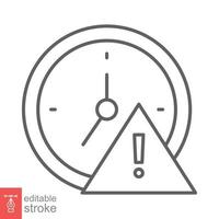 Expiry line icon. Simple outline style for web and app. Alert, alarm, clock circular with exclamation mark concept. Vector illustration isolated on white background. Editable stroke EPS 10.