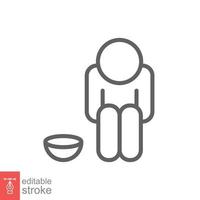 Poverty line icon. Simple outline style. Homeless, beggar, hunger and poor concept. Vector illustration isolated on white background. Editable stroke EPS 10.