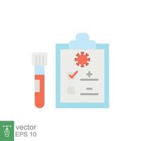 Covid test icon. Simple flat style. Positive corona virus result, negative, rapid, plasma, research, medical concept. Vector illustration isolated on white background. EPS 10.