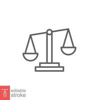 Libra line icon. Simple outline style. Scale, balance, comparison, compare, legal, law, justice, weight concept. Pictogram, vector illustration isolated on white background. Editable stroke EPS 10.
