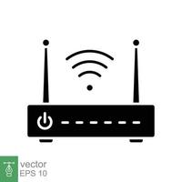 Wifi router icon. Simple solid style for web template and app. Broadband, modem, wireless, internet, black silhouette, glyph vector illustration design isolated on white background. EPS 10.