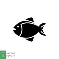 Fish icon vector silhouette symbol. Sea life, tuna, pisces, nature concept for food template design. Solid, glyph vector illustration isolated on white background. EPS 10.