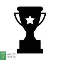 Trophy glyph icon. Simple solid style for app and web design element. Winner, award, cup, champ, contest, prize, won concept. Vector illustration isolated on white background. EPS 10.