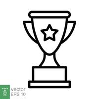 Trophy cup star line icon. Simple outline style for app and web design element. Winner, award, champ, contest, won concept. Vector illustration isolated on white background. EPS 10.