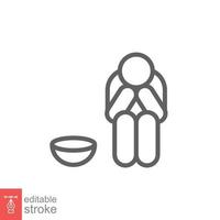 Poverty line icon. Simple outline style. Homeless, beggar, hunger and poor concept. Vector illustration isolated on white background. Editable stroke EPS 10.