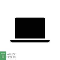 Laptop icon. Simple flat style. Notebook, computer, pc, desktop, portable device concept. Black silhouette symbol. Vector illustration isolated on white background. EPS 10.