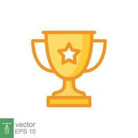 Trophy cup star flat icon. Simple filled outline style for app and web design element. Winner, award, champ, contest, won concept. Vector illustration isolated on white background. EPS 10.