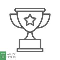 Trophy cup star line icon. Simple outline style for app and web design element. Winner, award, champ, contest, won concept. Vector illustration isolated on white background. Editable stroke EPS 10.