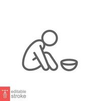 Poverty line icon. Simple outline style. Homeless, beggar, hunger and poor concept. Vector illustration isolated on white background. Editable stroke EPS 10.