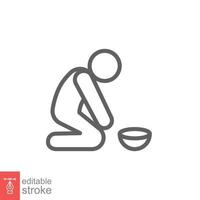 Poverty line icon. Simple outline style. Homeless, beggar, hunger and poor concept. Vector illustration isolated on white background. Editable stroke EPS 10.