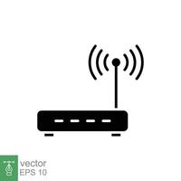 Wifi enrutador icono. sencillo sólido estilo para web modelo y aplicación banda ancha, módem, inalámbrico, Internet, negro silueta, glifo vector ilustración diseño aislado en blanco antecedentes. eps 10