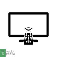 TV and remote icon. Simple solid style for web template and app. Television, control, channel, technology concept. Black silhouette, glyph vector illustration design on white background. EPS 10.