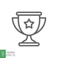 Trophy cup star line icon. Simple outline style for app and web design element. Winner, award, champ, contest, won concept. Vector illustration isolated on white background. Editable stroke EPS 10.