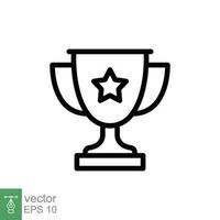 Trophy cup star line icon. Simple outline style for app and web design element. Winner, award, champ, contest, won concept. Vector illustration isolated on white background. EPS 10.