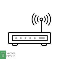 Wifi router icon. Simple outline style for web template and app. Broadband, modem, wireless, internet, thin line vector illustration design isolated on white background. EPS 10.