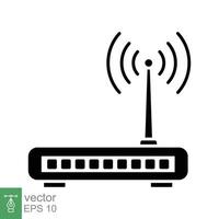 Wifi enrutador icono. sencillo sólido estilo para web modelo y aplicación banda ancha, módem, inalámbrico, Internet, negro silueta, glifo vector ilustración diseño aislado en blanco antecedentes. eps 10