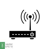 Wifi router icon. Simple solid style for web template and app. Broadband, modem, wireless, internet, black silhouette, glyph vector illustration design isolated on white background. EPS 10.