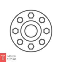 Round flange line icon. Simple outline style for web and app. Vector illustration isolated on white background. Editable stroke EPS 10.