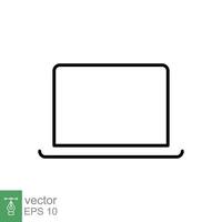 Laptop line icon. Linear symbol with thin outline. Notebook, computer, pc, desktop, portable device concept. Vector illustration isolated on white background. EPS 10.