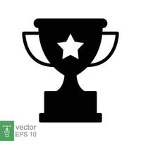 Trophy glyph icon. Simple solid style for app and web design element. Winner, award, cup, champ, contest, prize, won concept. Vector illustration isolated on white background. EPS 10.