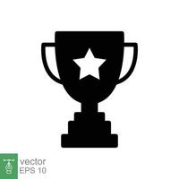 Trophy glyph icon. Simple solid style for app and web design element. Winner, award, cup, champ, contest, prize, won concept. Vector illustration isolated on white background. EPS 10.