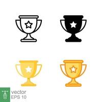 Trophy cup star icon in different style. Line, solid, flat, filled outline symbol for design. Winner, award, champ, contest, won concept. Vector illustration isolated on white background. EPS 10.