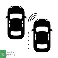 Adaptive cruise control system glyph icon. Simple solid style. Car security concept. Maintaining the following distance. Black silhouette vector illustration isolated on white background. EPS 10.