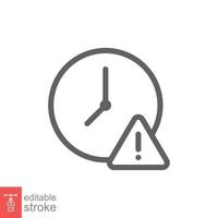 Expiry line icon. Simple outline style for web and app. Alert, alarm, clock circular with exclamation mark concept. Vector illustration isolated on white background. Editable stroke EPS 10.