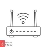 Wifi router icon. Simple outline style for web template and app. Broadband, modem, wireless, internet, thin line vector illustration design isolated on white background. Editable stroke EPS 10.