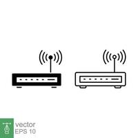 Wifi router icon. Simple outline and solid style for web template and app. Broadband, modem, wireless, internet, thin line, glyph vector illustration design isolated on white background. EPS 10.